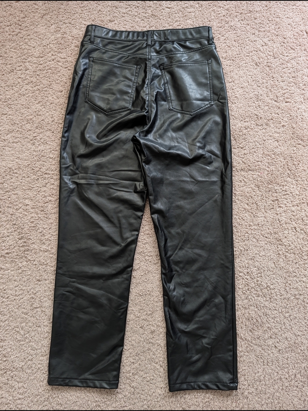Abercrombie Cross Waist Vegan Leather Ultra High Rise 90s Straight Pants 32/14 - Picture 3 of 10